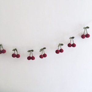Crochet Cherry Garland, Retro Style Cherry Decor